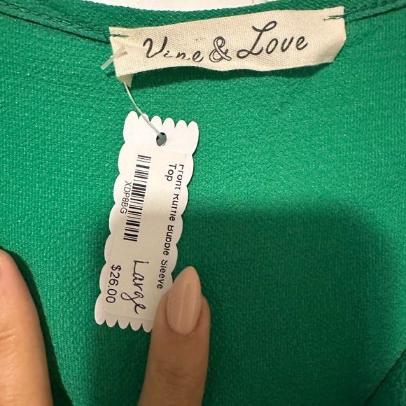 Vine & Love Emerald Ruffle Sleeve Blouse - Picture 2 of 4